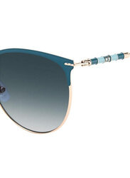 Carolina Herrera Full-Rim Square Gold/Green/Blue Sunglasses for Women, Gradient Dark Green Lens, 0037/S 0PEF 08, 58/18/145