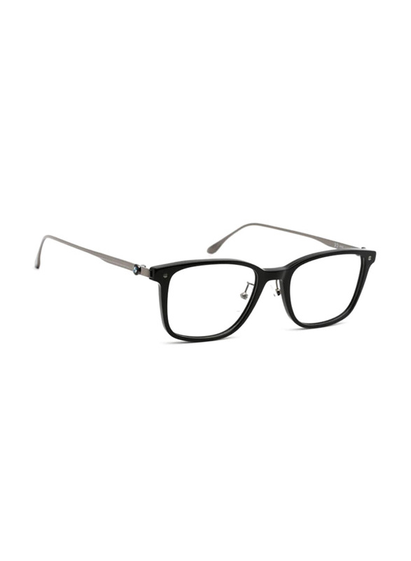BMW Full-Rim Square Black Eyewear Frames For Men, Mirrored Clear Lens, BW5014 001