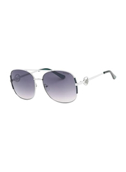 Guess Full-Rim Round Shiny Silver Sunglasses for Women, Smoke Mirror Lens, GF6127 10C