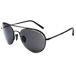 Porsche Design Full-Rim Aviator Black Sunglasses for Women, Grey Lens, P8606 C, 54/19/135