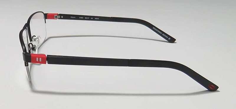 OGA Half-Rim Rectangle Black/Red Eyeglass Frames for Men, Clear Lens, 8182O-NR070, 56/17/140