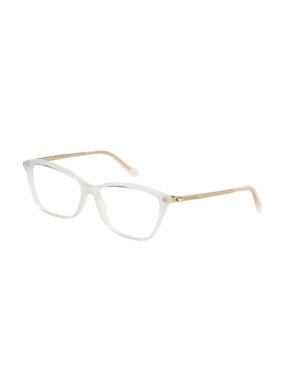 Swarovski Full-Rim Square White Eyeglass Frames for Women, Transparent Lens, SK5314 024, 54/14/140