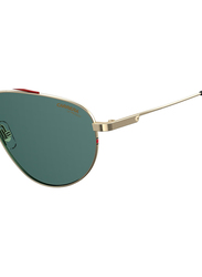 Carrera Full-Rim Pilot Gold Sunglasses Unisex, Green Lens, 2014T/S 0J5G, 56/14/135
