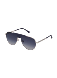Lozza Full Rim Aviator Silver Sunglasses Unisex, Blue Gradient Lens, SL2354 0579