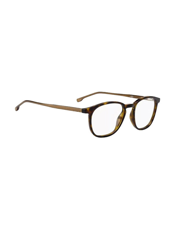 Hugo Boss Full-Rim Rectangle Brown Eyewear Frames For Men, Mirrored Clear Lens, BO1087 0086 00