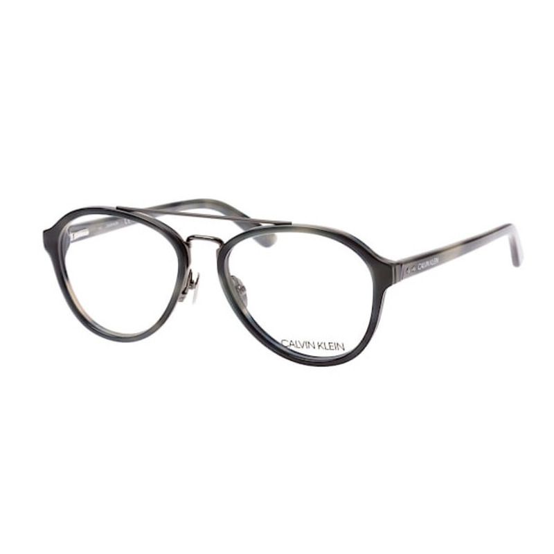 Calvin Klein Full-Rim Round Grey Eyeglasseses Frame for Men, Clear Lens, CK18511 7, 53/17/140