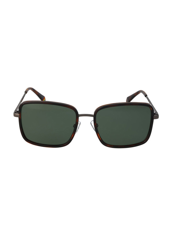 Polaroid Polarized Full-Rim Square Havana Sunglasses for Men, Green Lens, PLD6149/S/X 08657UC, 57/18/145