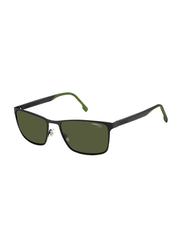 Carrera Polarized Full-Rim Rectangle Black Green Sunglasses for Men, Green Lens, CA8048/S 7ZJ58UC, 58/18/145