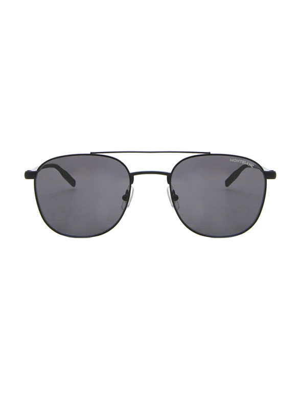 Mont Blanc Full-Rim Pilot Black Sunglasses for Men, Grey Lens, MB0114S 001, 54/22/150