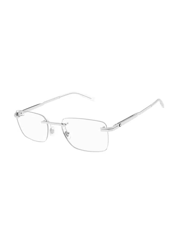 Mont Blanc Rimless Rectangular Grey Eyewear Frames For Men, Mirrored Clear Lens, MB0279O-001