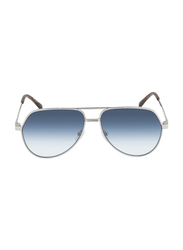 Lacoste Full-Rim Silver Pilot Sunglasses Unisex, Blue Gradient Lens, L250SE 040, 60/14/140