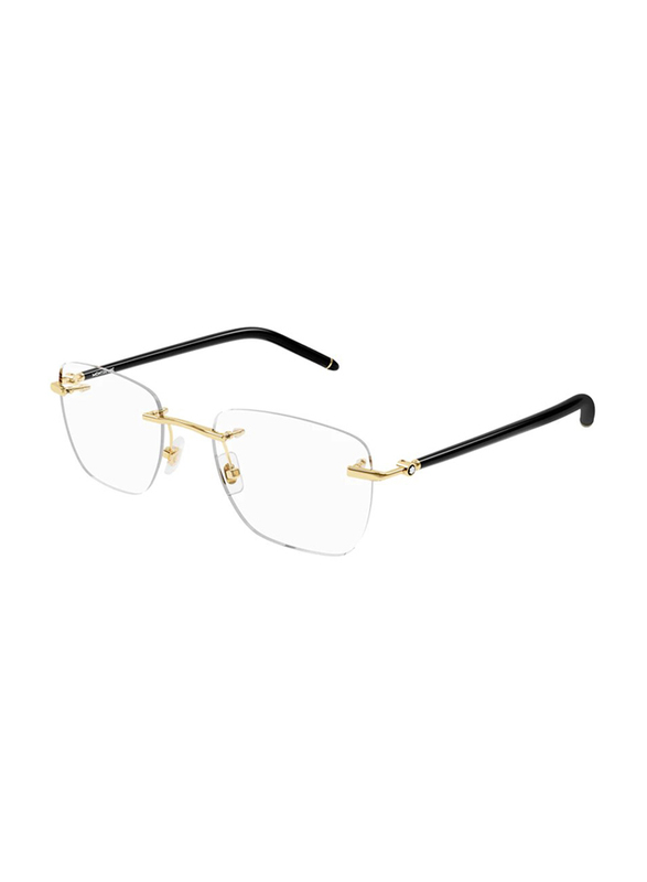 Mont Blanc Rimless Round Gold Eyewear Frames For Men, Mirrored Clear Lens, MB0274O 001, 53/21/145