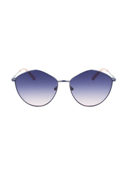 Calvin Klein Jeans Full-Rim Round Navy Blue Sunglasses for Women, Blue Gradient Lens, CKJ22202S 405 61, 61/17/140
