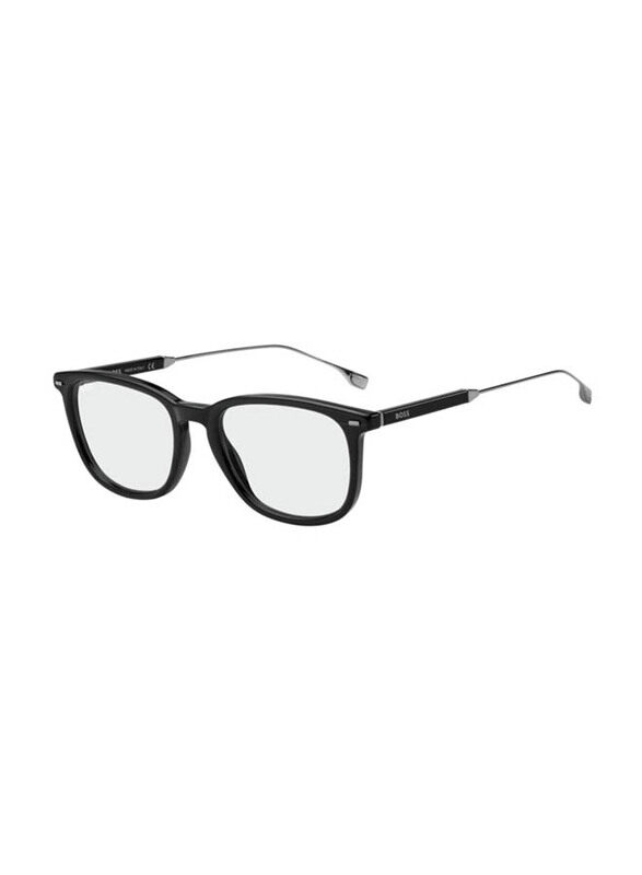 Hugo Boss Full-Rim Rectangle Black Eyewear Frames For Men, Mirrored Clear Lens, BO1359/BB 0807 00