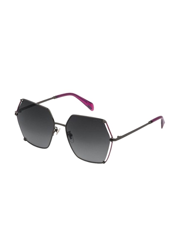 Police Zodiac 1 Full-Rim Square Shiny Bachelite Grey Sunglasses for Women, Gradient Grey Lens, SPLD31 0SG9, 56/16/140