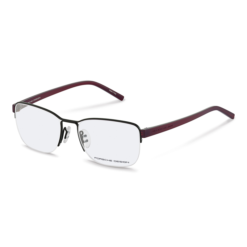 Porsche Design Half-Rim Brow Line Black Eyeglass Frames for Unisex, Clear Lens, P8357 A 5217, 52/17/140