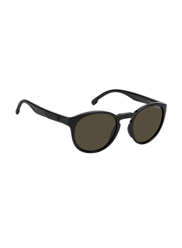 Carrera Polarized Full-Rim Round Black Sunglasses for Men, Brown Lens, CA8056/S 8075170, 51/22/140