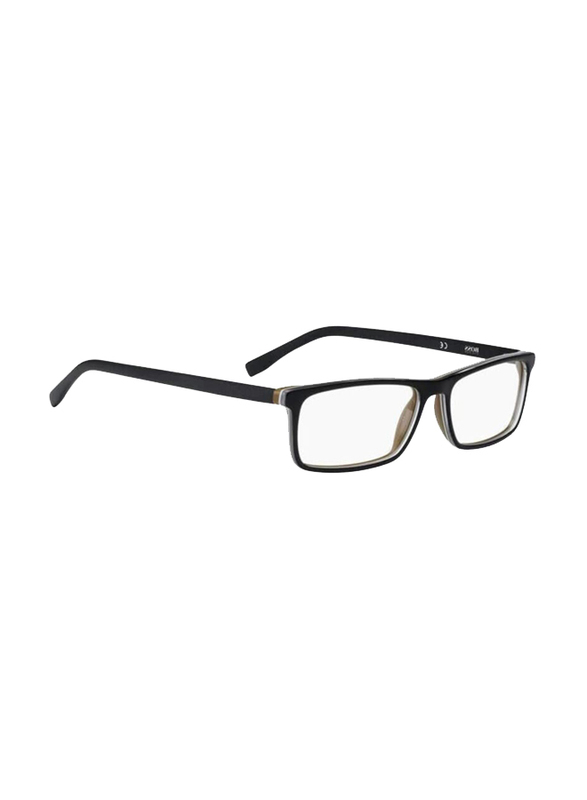 Hugo Boss Full-Rim Rectangle Black Eyewear Frames For Men, Mirrored Clear Lens, 0765 0QHI 00