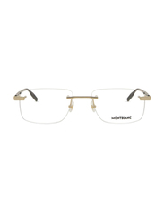 Mont Blanc Rimless Square Gold Eyewear Frames For Men, Mirrored Clear Lens, MB0088O 003, 56/18/150