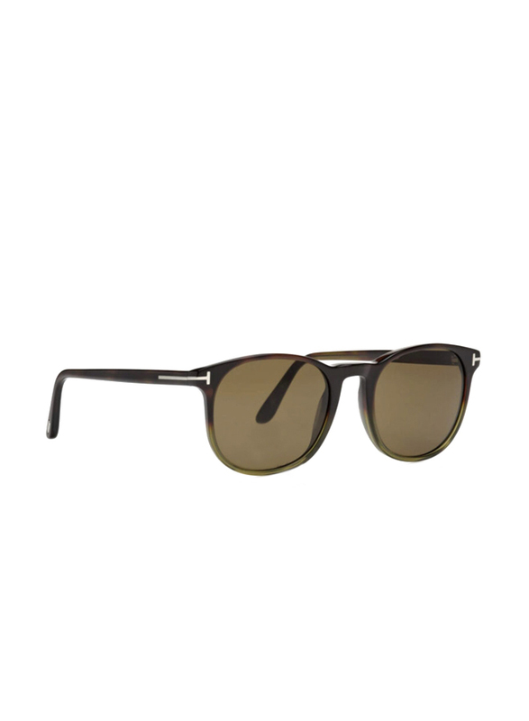 Tom Ford Full-Rim Round Brown Sunglasses for Men, Brown Lens, FT0858 56J, 51/20/145