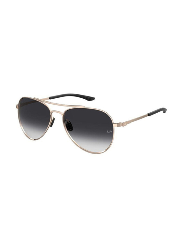 Under Armour Full-Rim Pilot Gold Sunglasses for Men, Grey Lens, UA 0007/G/S 0000 9O, 57/15/140