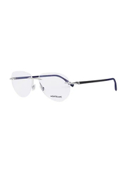 Mont Blanc Rimless Pilot Blue Eyewear Frames For Men, Mirrored Clear Lens, MB0186O-002