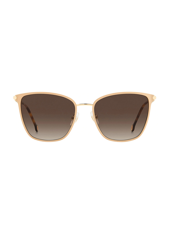 Carolina Herrera Full-Rim Rectangle Gold Nude Sunglasses for Women, Brown Gradient Lens, NUDE 0BKU HA, 56/18/145