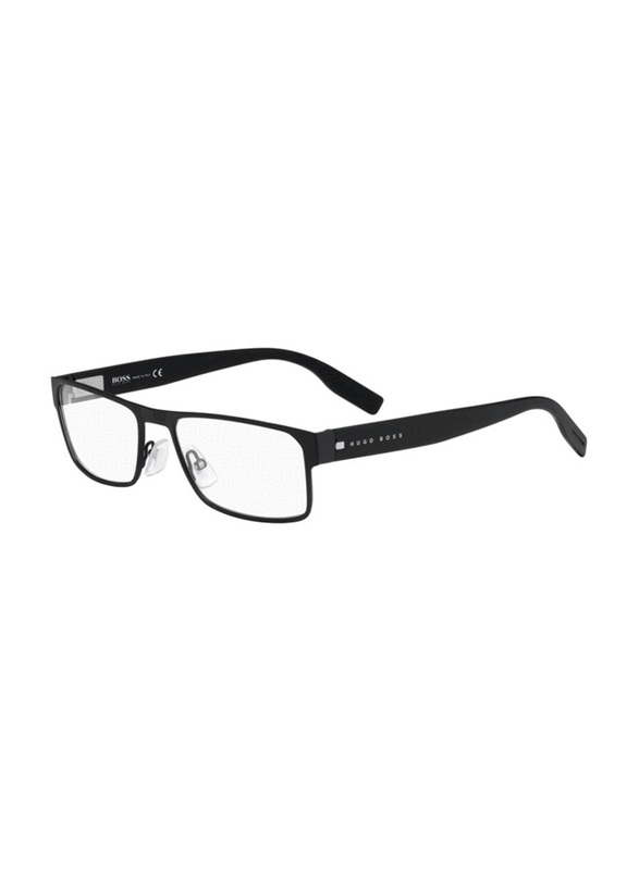 Hugo Boss Full-Rim Rectangle Black Eyewear Frames For Men, Mirrored Clear Lens, 0601/N 0YZ4 00