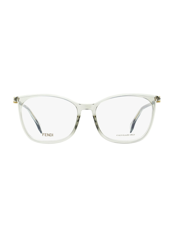 Fendi Full-Rim Square Grey Eyeglass Frames for Women, Transparent Lens, FF 0461/G 0KB7 56, 56/17/145