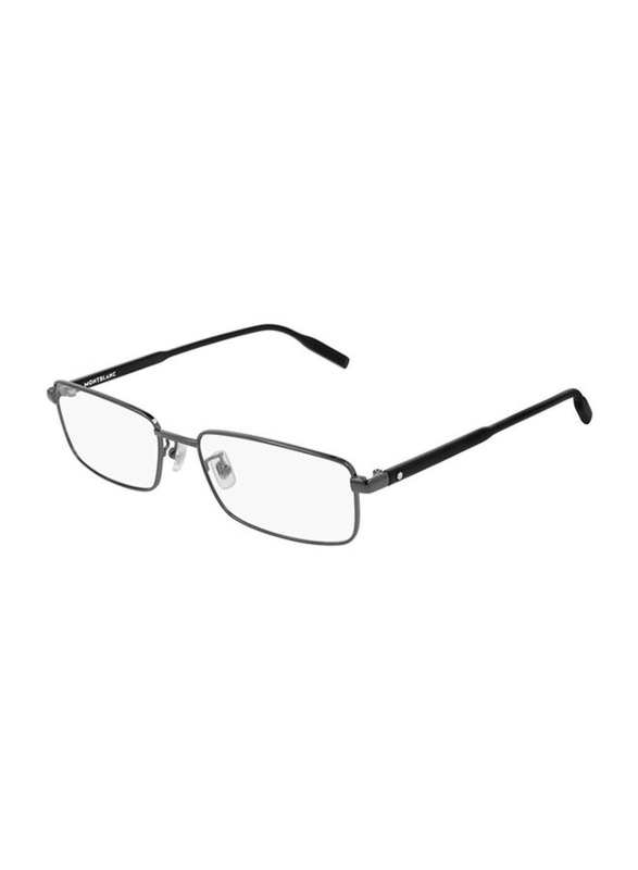Mont Blanc Full-Rim Rectangular Ruthenium/Black Eyeglasses Frame for Men, Transparent Lens, MB0087O 004, 58/18/150