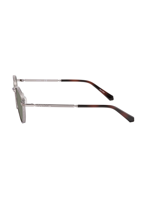 Guess Full-Rim Round Shiny Gunmetal Sunglasses for Men, Green Lens, GU5205 08N, 52/18/145