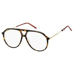 Tommy Hilfiger Full-Rim Aviator Dark Havana Eyeglass Frame for Men, Clear Lens, TH 1629 0086 00, 57/13/145