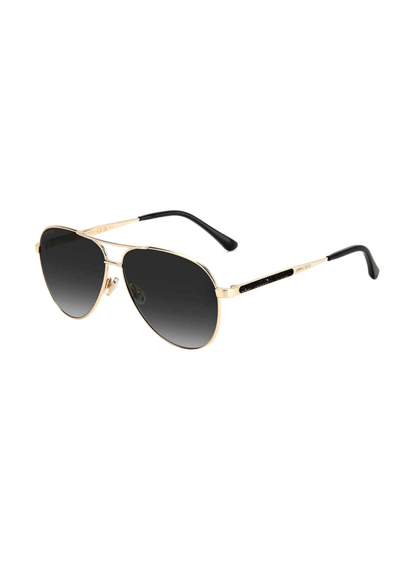 Jimmy Choo Full-Rim Pilot Black/Gold Sunglasses for Women, Grey Gradient Lens, JIMENA/S 02M2 9O, 60/12/145