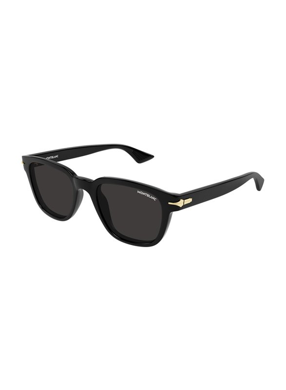 Mont Blanc Full-Rim Wayfarer Black Sunglasses for Men, Black Lens, MB0302S 006, 53/21/150