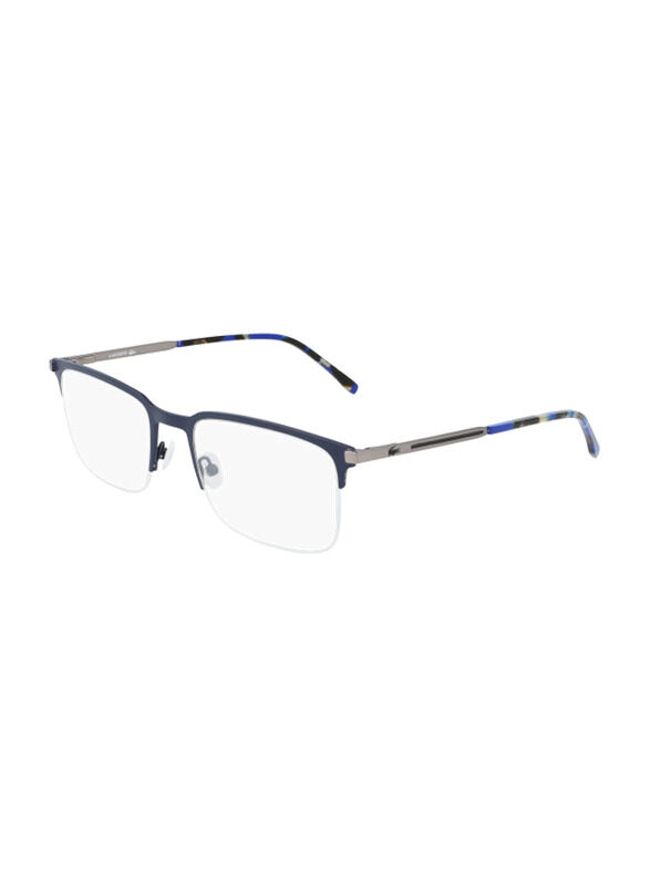 Lacoste Half-Rim Rectangular Blue Sunglasses Unisex, Transparent Lens, L2268 424, 57/20/145