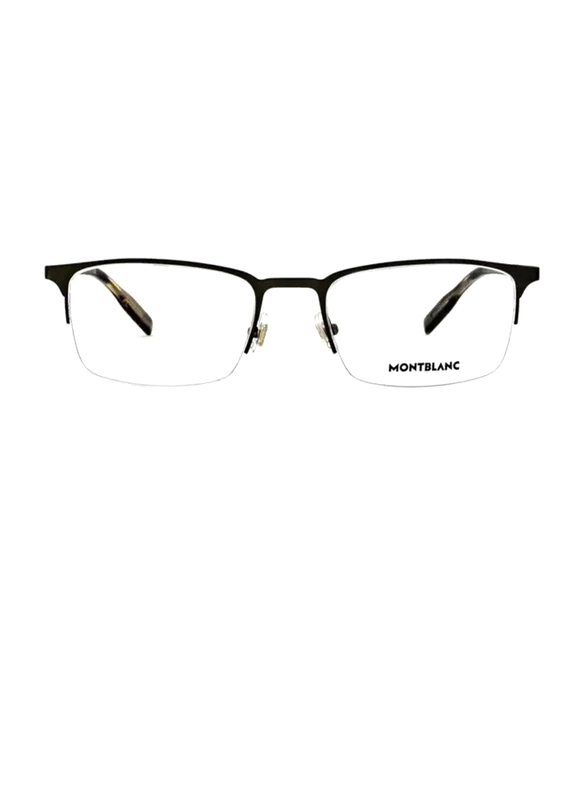Mont Blanc Half-Rim Rectangular Black Eyewear Frames For Men, Mirrored Clear Lens, MB0117O 008
