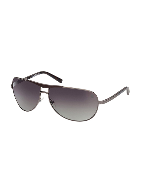 Timberland Full-Rim Aviator Dark Gunmetal Sunglasses for Men, Brown Gradient Lens, TB9259 07H, 68/13/125