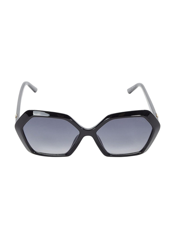 Guess Polarized Full-Rim Hexagonal Black Sunglasses For Women, Grey Lens, GF6144 01B