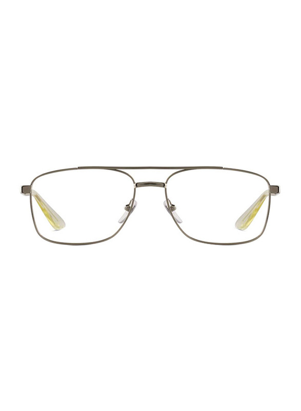 Gucci Full-Rim Rectangular Silver Eyeglasses for Men, Clear Lens, GG0986O 003 56, 56/16/150