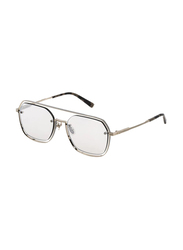 Police Lewis 36 Full-Rim Geometric Grey Gold Sunglasses for Men, Silver Mirror Lens, SPLE18M H48X, 55/20/145