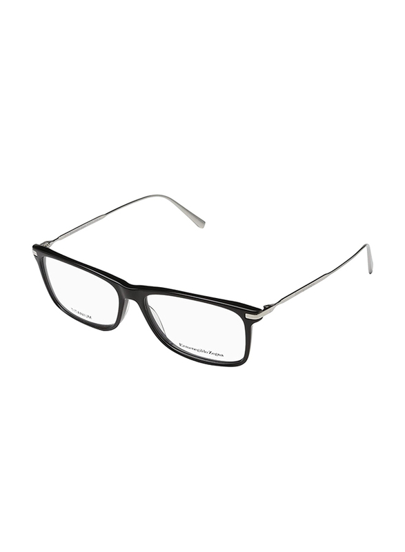 Ermenegildo Zegna Full-Rim Square Black Eyeglass Frame for Men, EZ5052 001, 54/14/145