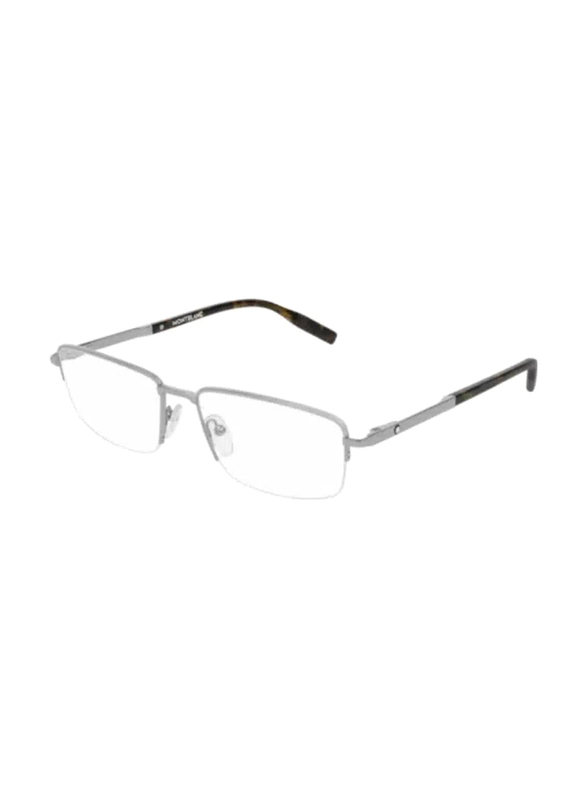 Mont Blanc Half-Rim Rectangular Grey Eyewear Frames For Men, Mirrored Clear Lens, MB0020O 002