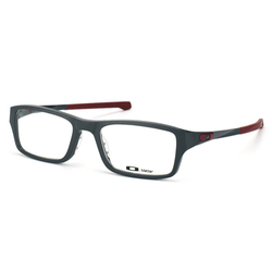 Oakley Full-Rim Chamfer Black/Red Eyeglasses Frame for Men, Clear Lens, 0OX8045 804503, 55/18/140