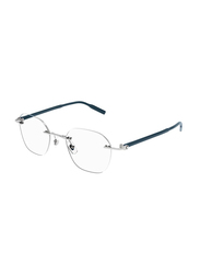 Mont Blanc Rimless Oval Shiny Silver Eyewear Frames For Men, Mirrored Clear Lens, MB0223O 005, 50/21/145