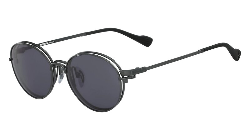 Flexon Clipon Full-Rim Round Gunmetal Sunglasses Unisex, Grey Lens, AF202 33, 51/17/140