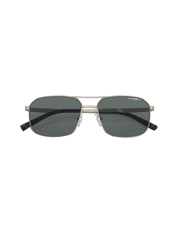 Arnette Polarized Full-Rim Rectangle Rubber Gunmetal Sunglasses Unisex, Polarized Dark Grey Lens, 0AN3079 706, 56/16/145