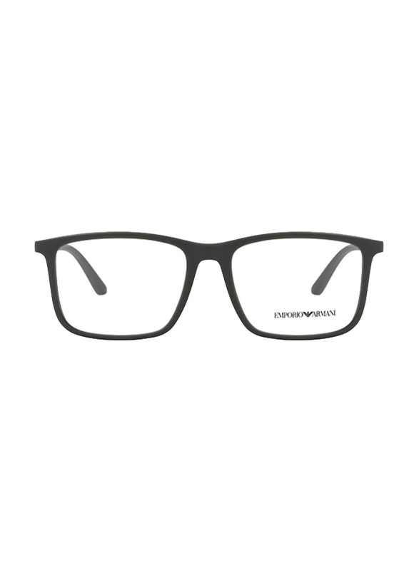Emporio Armani Full-Rim Rectangle Black Eyeglass Frames Unisex, Transparent Lens, 0EA3181F 5437, 55/19/145