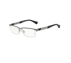 Emporio Armani Half-Rim Rectangular Grey Eyeglass Frames for Men, Clear Lens, 0EA1014 3003 53, 53/17/140
