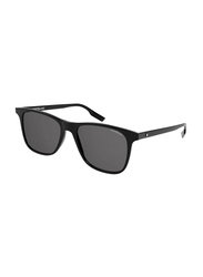 Mont Blanc Full-Rim Square Black Sunglasses for Men, Grey Lens, MB0174S 001, 54/17/145
