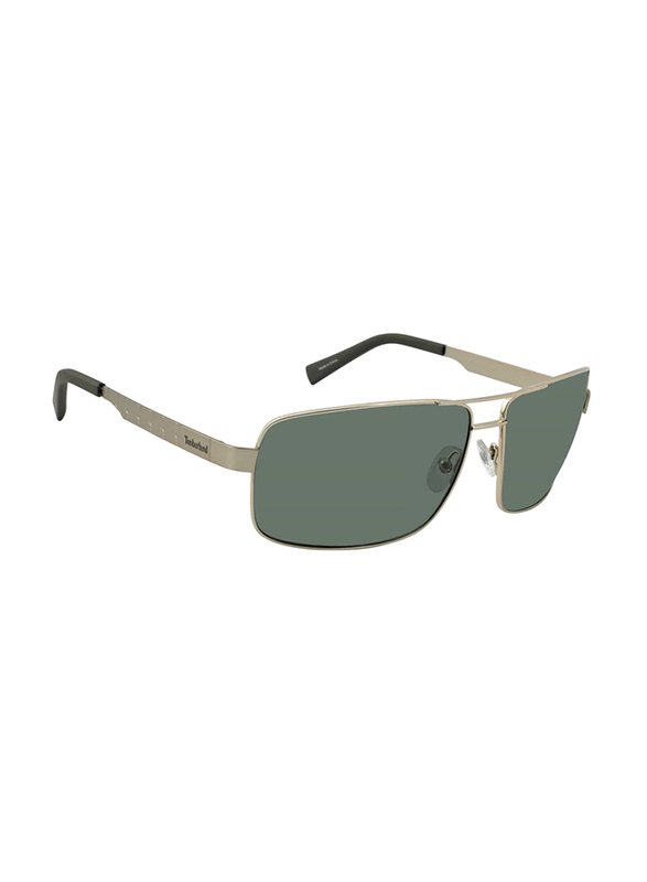 Timberland Polarized Full-Rim Pilot Shiny Gold Sunglasses for Men, Green Lens, TB9225 32R, 65/14/130